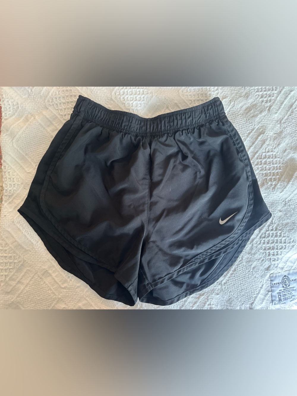 Nike Black Athletic Running Shorts with White Swoosh